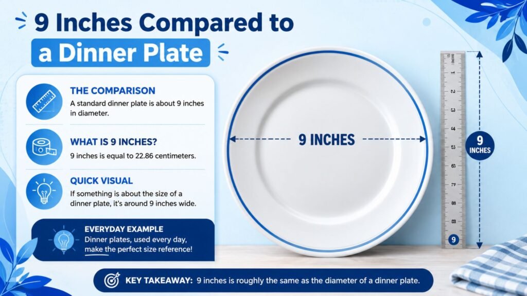 9 Inches Compared to a Dinner Plate