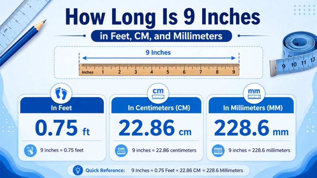 How Long Is 9 Inches in Feet, CM, and Millimeters