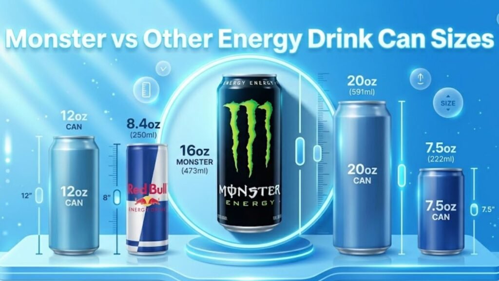 Monster vs Other Energy Drink Can Sizes